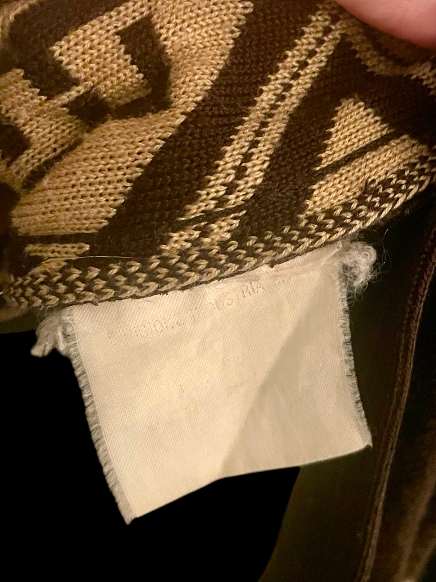 Vintage Fendi Sweater Zucca Pattern Karl Lagerfeld Collection Vintage 90s Pure Wool Brown Beige Size L