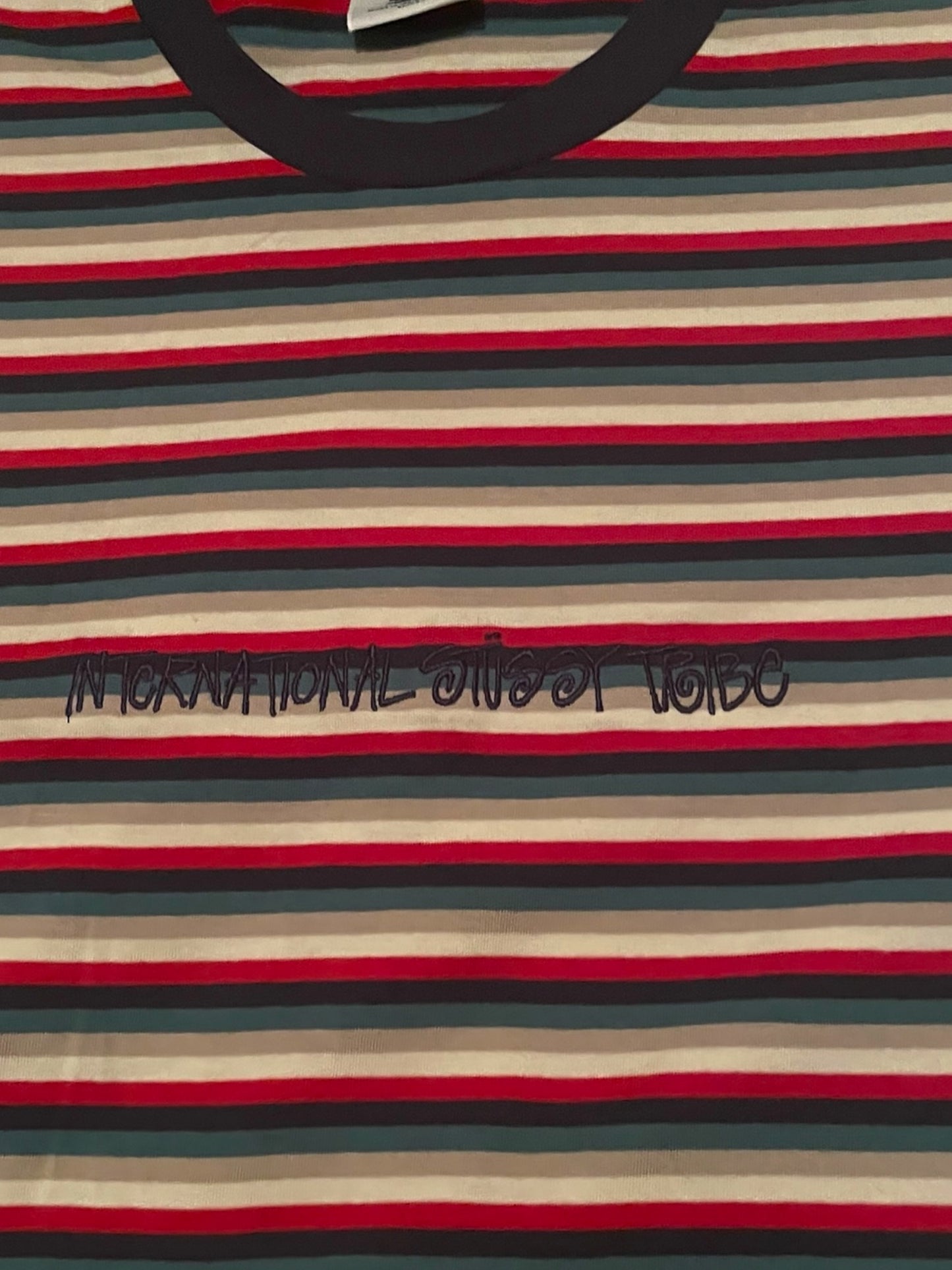 Stussy T-Shirt Vintage Y2K International Stussy Tribe Classic Stussy Striped Rare Size L