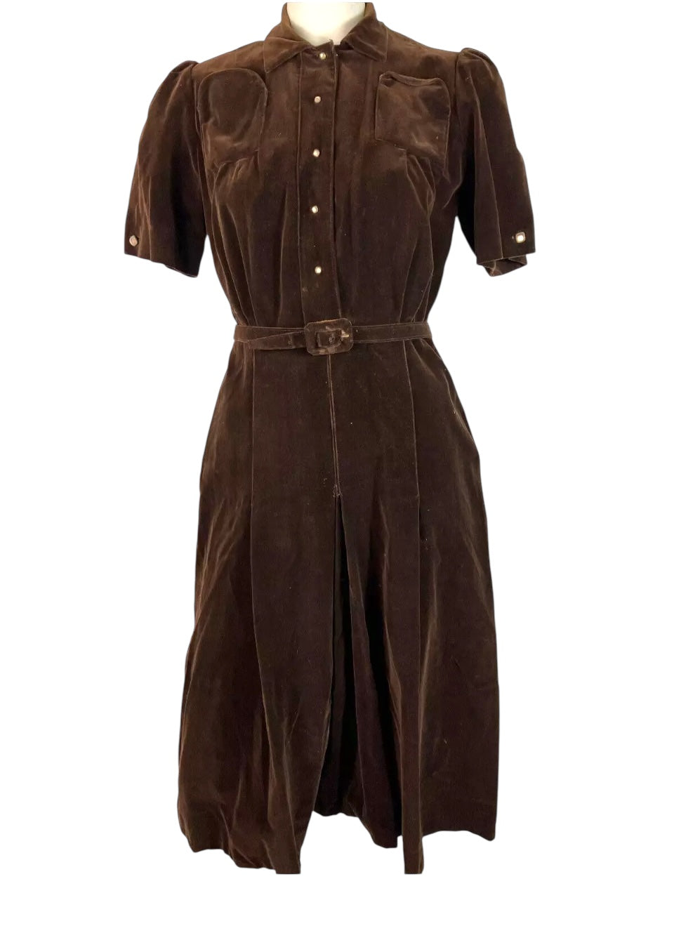 Vintage Dress 1930s Rare Art Deco Nan Westley Dress Brown Velvet Velour size Medium