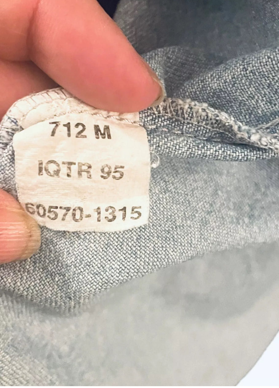 Vintage Levi's Denim Shirt 1990s Rare Grey Tab Sleeveless Button Up Size L