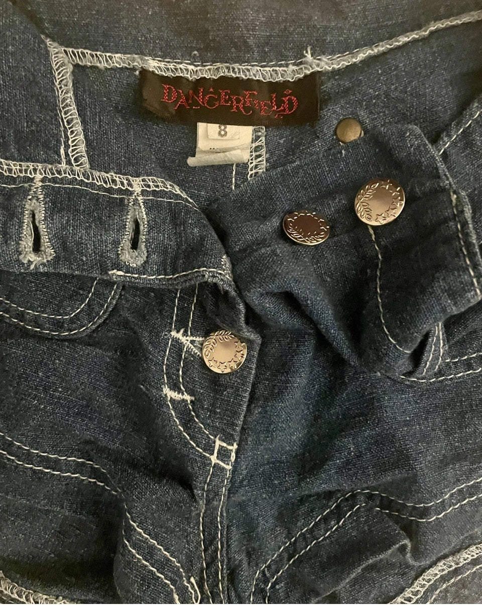 Vintage Denim Shorts 1990s Micro Shorts Vintage Dangerfield Button Fly Pockets Festival Rave Y2K Blue Size Small