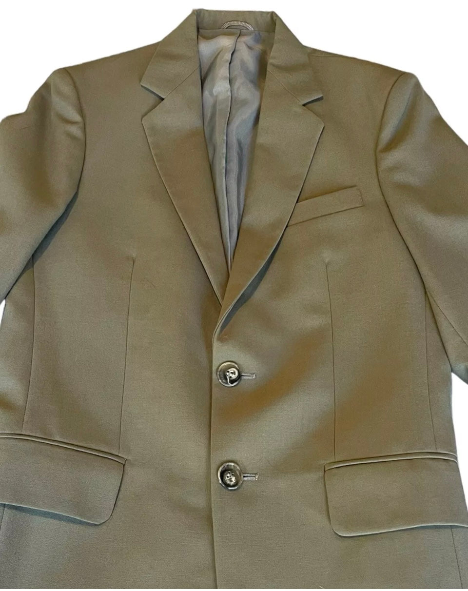 Vintage Men’s Suit Olive Tan 1980s Classic 2 Button Suit Italian Wool Suit Tailored Size Medium