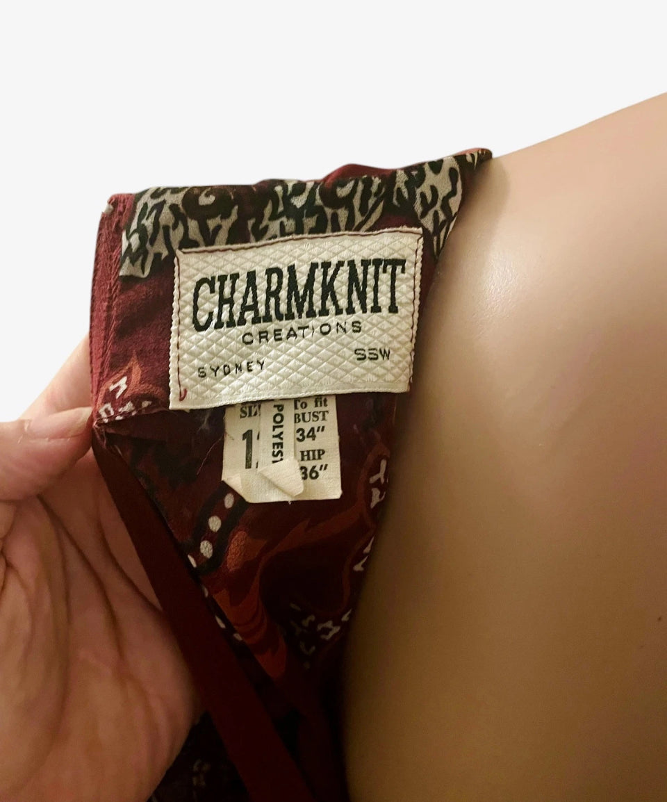 Vintage Dress 1960s Burgundy Maxi Dress circle skirt Vintage Chiffon Puff Sleeve Formal Wear Psychedelic Hippie Vibes Size Medium