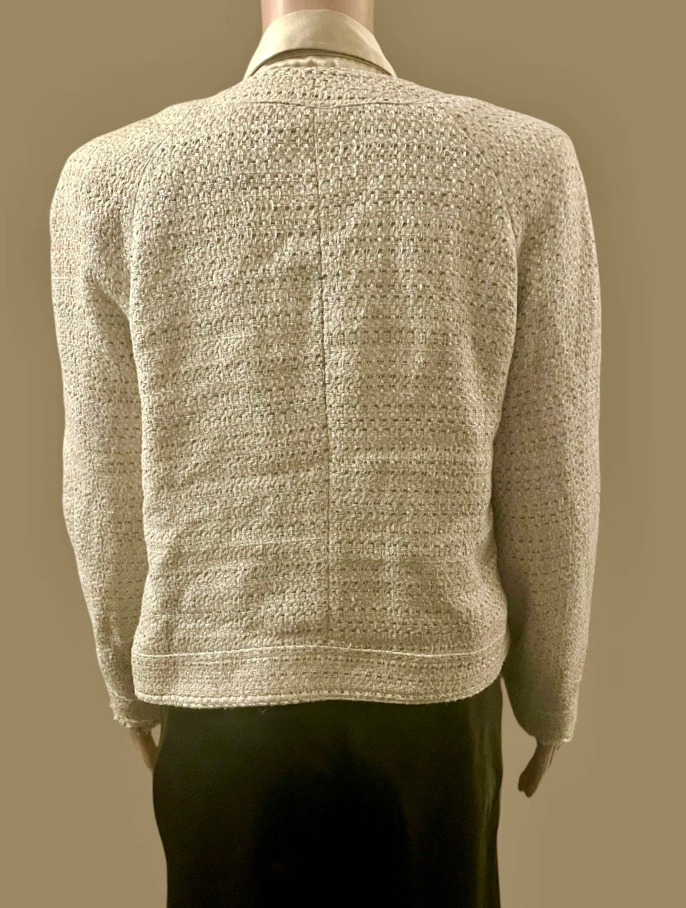 Vintage Jacket Chanel Style Jacket Boucle Tweed Tailored Designer Y2K Mango Suit Jacket Beige Cream Cardigan Blazer