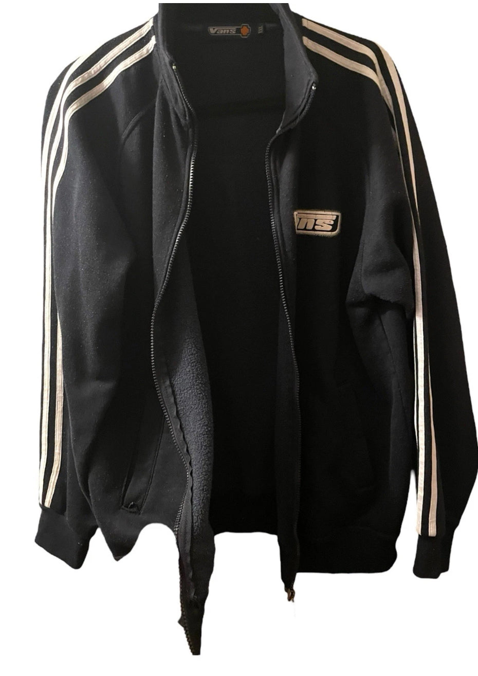 Vans Jacket Men’s Vintage Vans Jacket Navy Zip Up Stripes Logo Y2K Cotton Fleece XXL