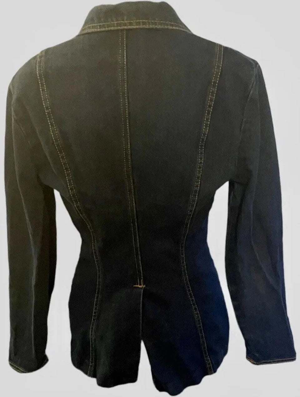 Vintage 1970s Denim Jacket Retro Western Fitted Jacket Dagger Collar Rare Genuine Vintage Dark Denim Size Small