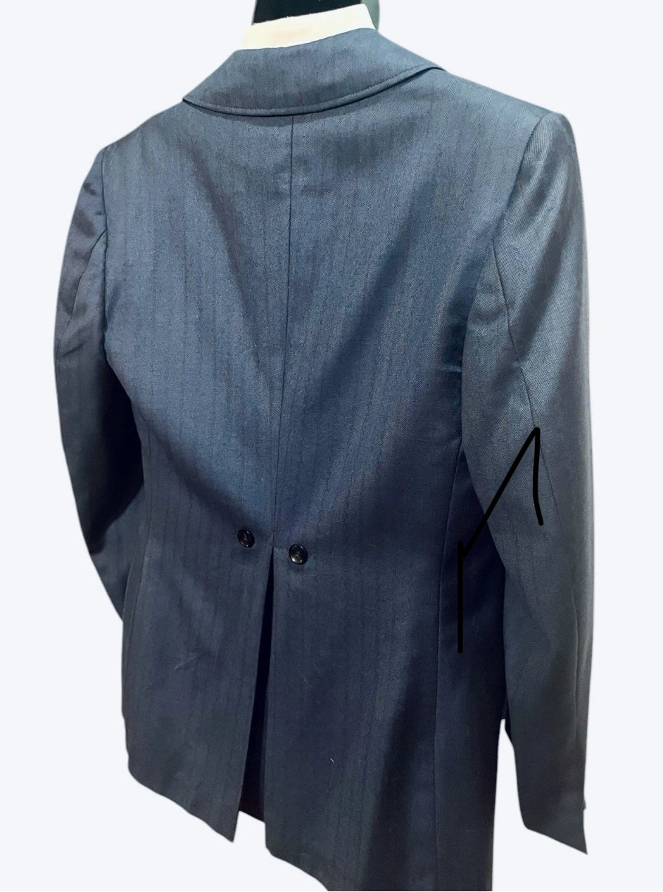 Vintage Blazer 1960s Men’s Jacket Blue Herringbone Pinstripe Tailored Retro Hipster Size M