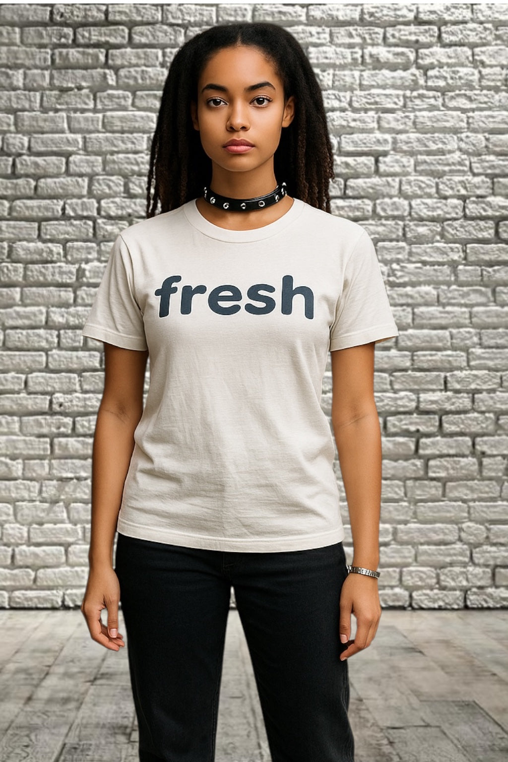Vintage T Shirt 1990s Baby Tee Rare Single Stitch White Spell out Fresh Authentic 90s Rave Culture Short Sleeve Size Small