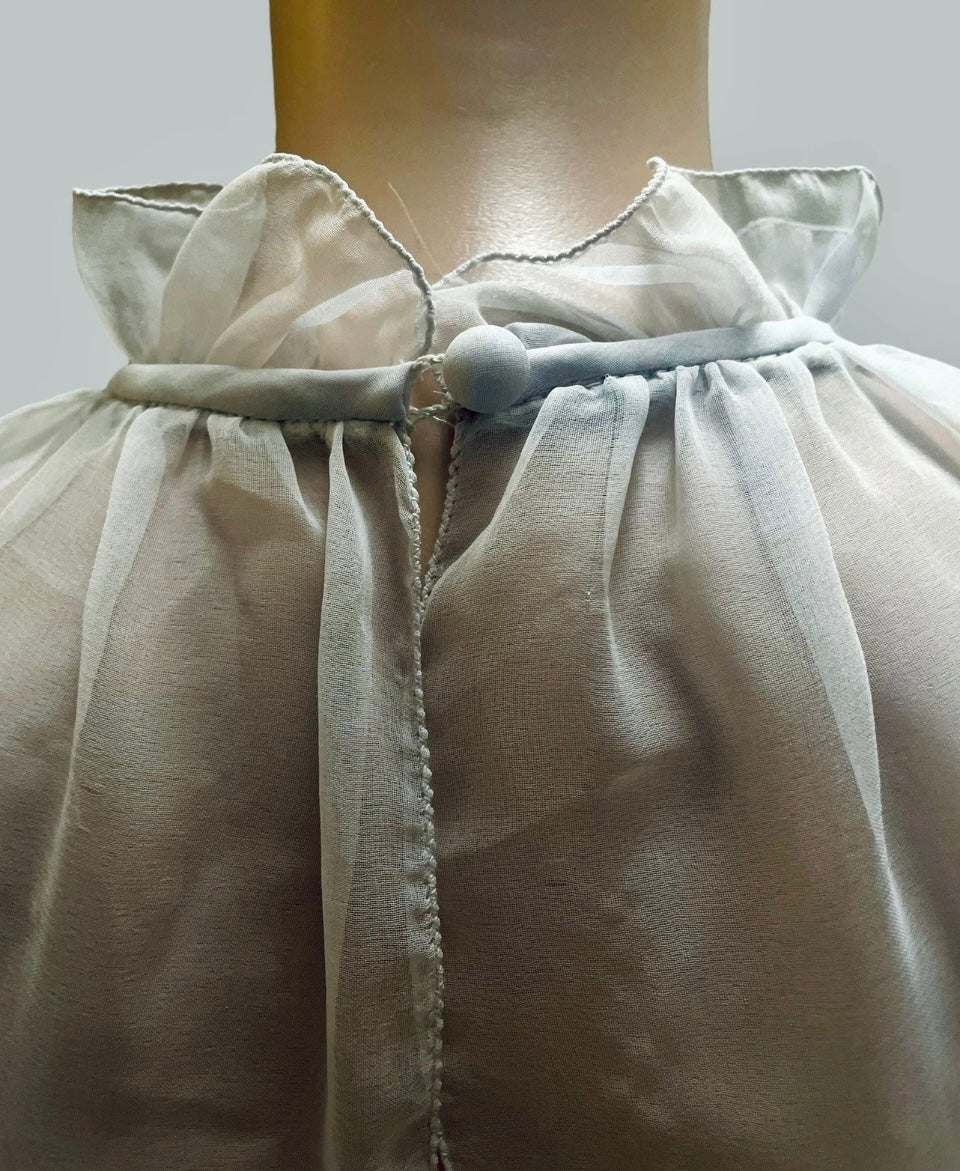 Vintage Ruffle Dress 1970s Grey Tiered Vintage Dress Sheer Cocktail Dress Elegant Frills Size Small
