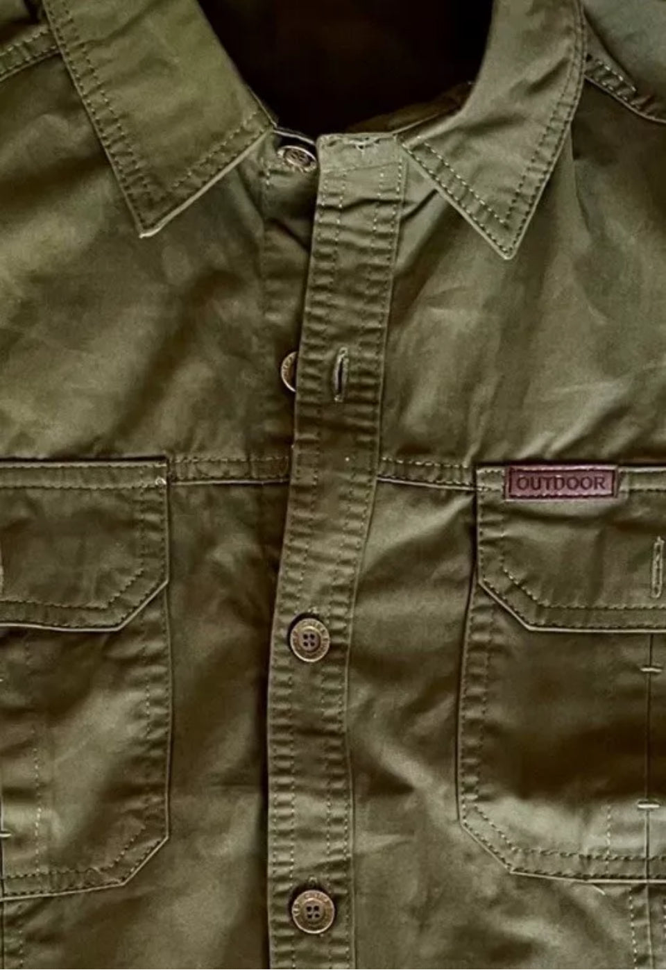 Men's Army Shirt Vintage Shirt Military Shirt Y2K Khaki Outdoor Shirt Short Sleeve Shirt Utility Gorpcore Size Medium