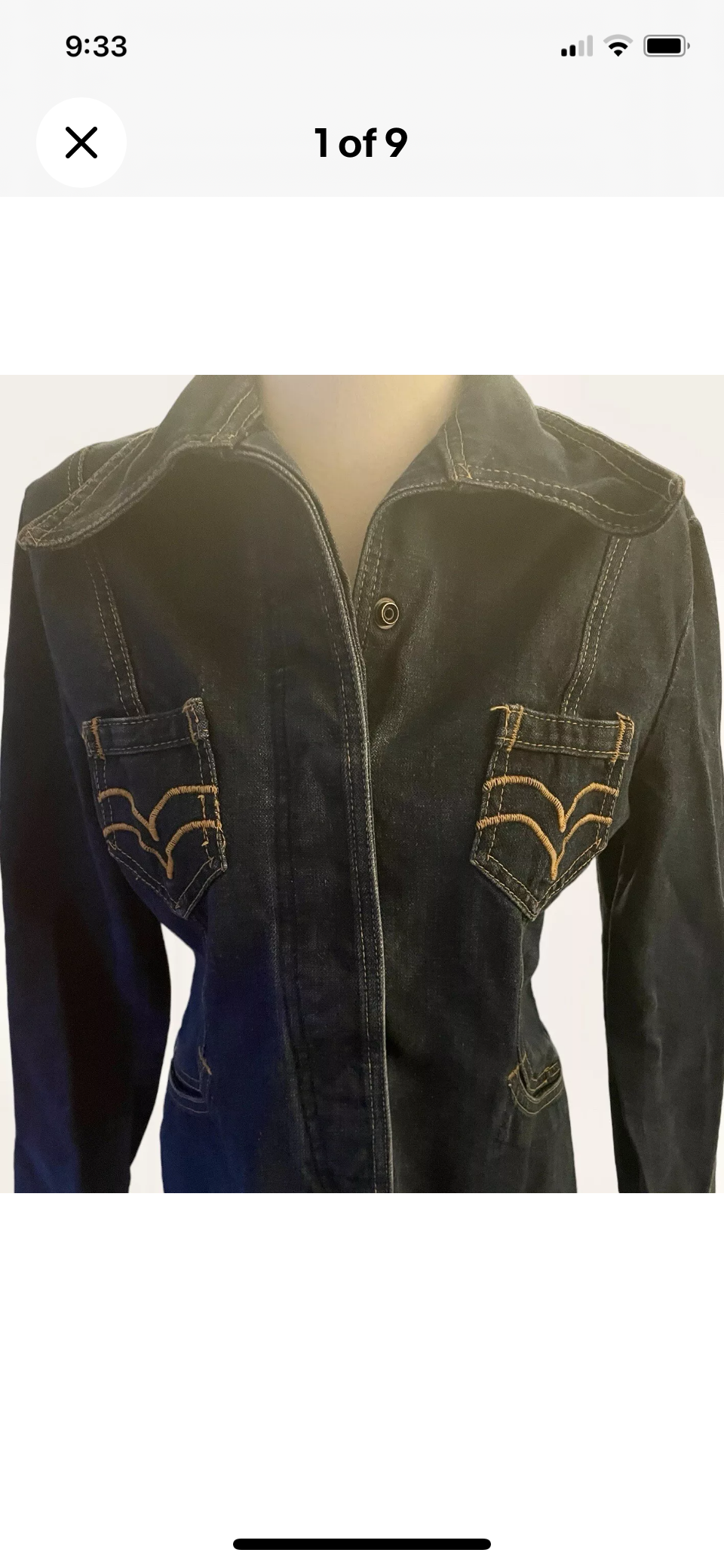Vintage 1970s Denim Jacket Retro Western Fitted Jacket Dagger Collar Rare Genuine Vintage Dark Denim Size Small