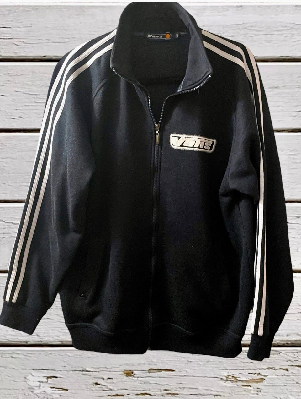 Vans Jacket Men’s Vintage Vans Jacket Navy Zip Up Stripes Logo Y2K Cotton Fleece XXL