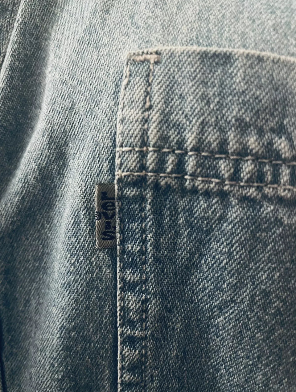 Vintage Levi's Denim Shirt 1990s Rare Grey Tab Sleeveless Button Up Size L