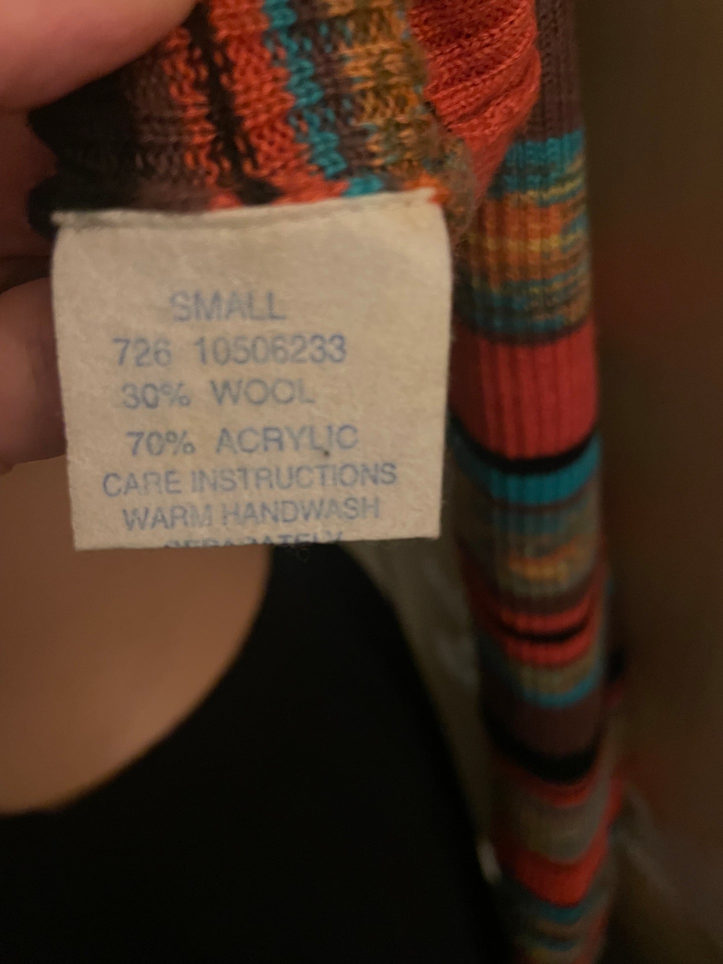 Vintage Turtleneck Striped Ribbed Skivvy Long Sleeve Vintage 80s Knitwear Retro Women’s Size Small