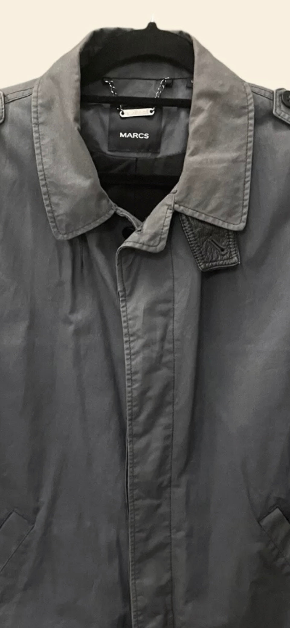 Vintage Men’s Jacket Raincoat British Millerain Coat Waxed Cotton Vintage 90s Marcs Blur Grey Size Large
