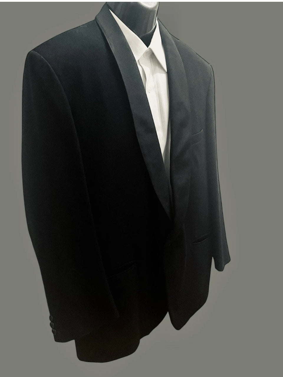 Vintage Men’s Tuxedo Jacket Vintage 1950s Elegant Black Tuxedo Classic Formalwear pure wool Shawl Collar Satin Lapel Wool Tailored Size L