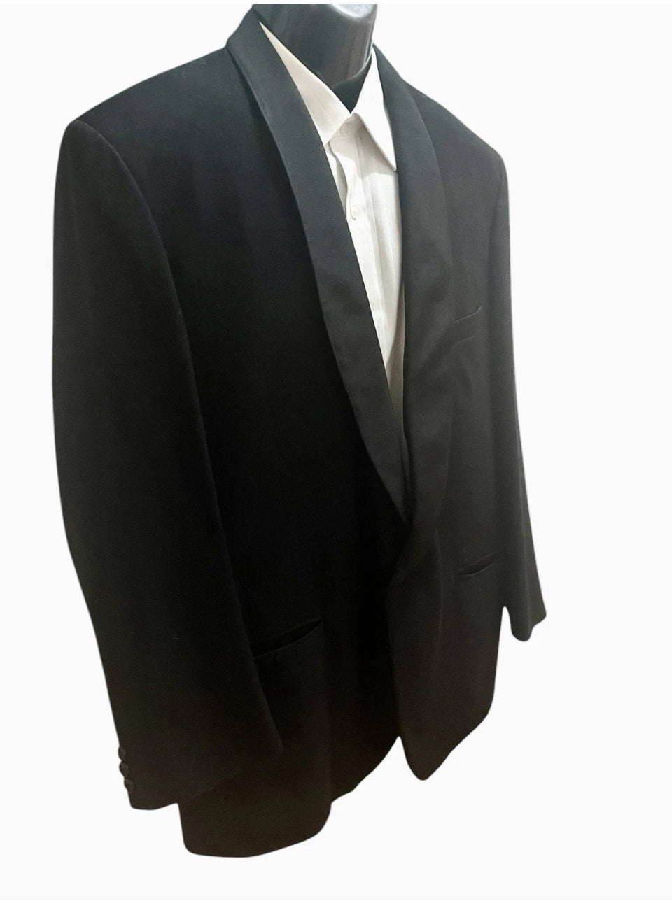 Vintage Men’s Tuxedo Jacket Vintage 1950s Elegant Black Tuxedo Classic Formalwear pure wool Shawl Collar Satin Lapel Wool Tailored Size L
