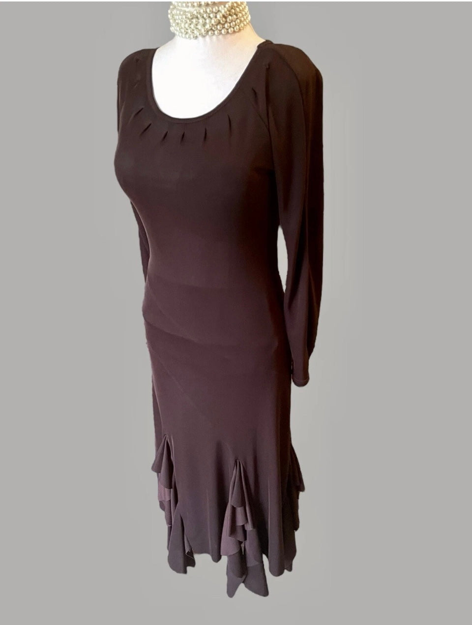 Vintage 90s Ermis Dress Classic Burgundy Ruffle Handkerchief Hem Midi Dress Formal Gothic Witch Fairycore Size Small