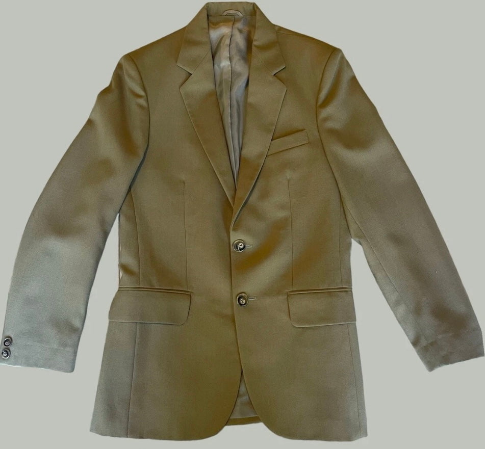 Vintage Men’s Suit Olive Tan 1980s Classic 2 Button Suit Italian Wool Suit Tailored Size Medium
