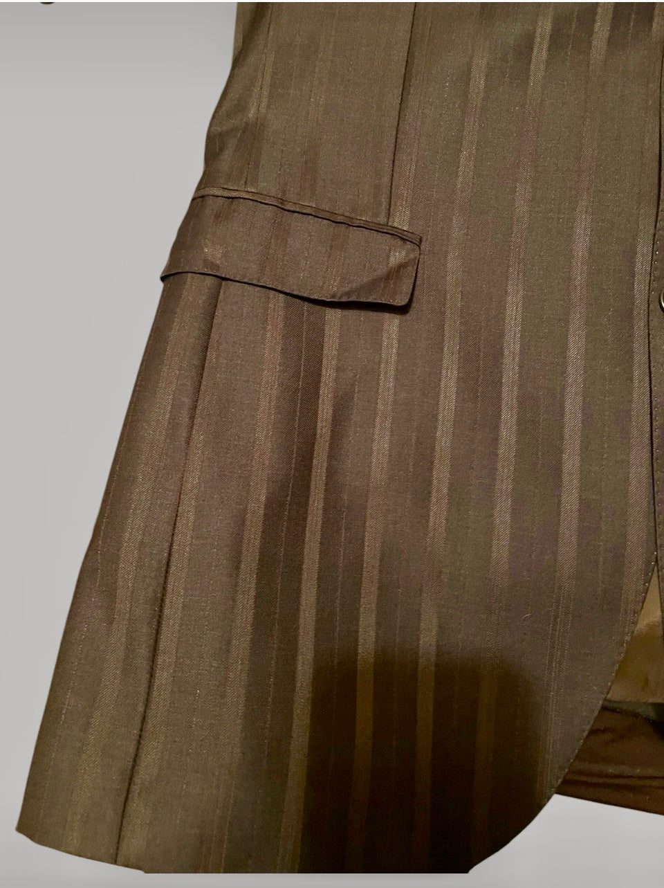 Men's Designer Suit Kenzo Homme Vintage Suit 1990s Y2K Wool Silk  Single Breasted brown burgundy pinstripe Tailored Size XL