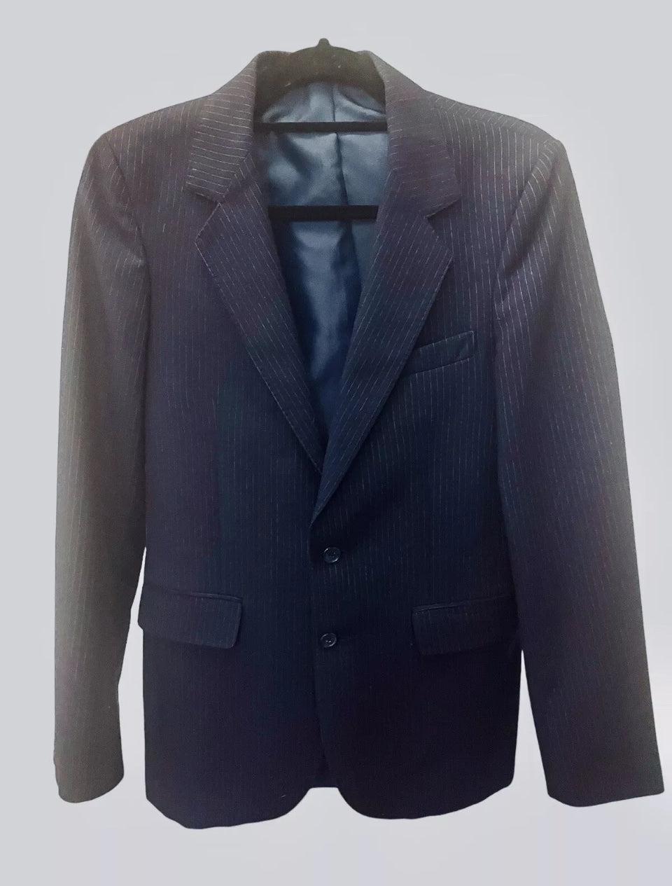 Vintage 1970s Blazer Men's Vintage Jacket Peter Brown Oxford Street Tailored Pinstripe Navy Blazer Pure Wool Size Medium