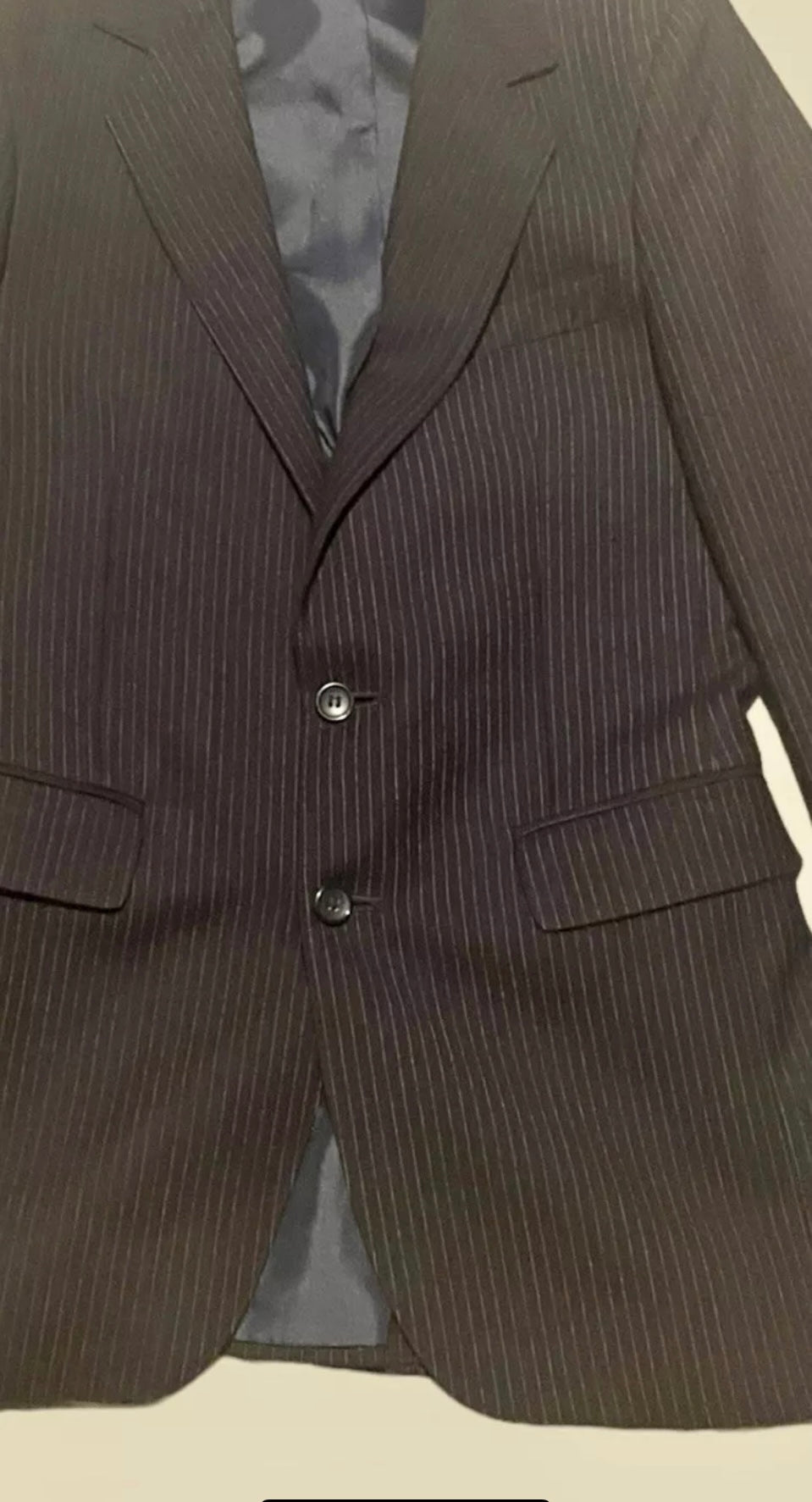 Vintage 1970s Blazer Men's Vintage Jacket Peter Brown Oxford Street Tailored Pinstripe Navy Blazer Pure Wool Size Medium
