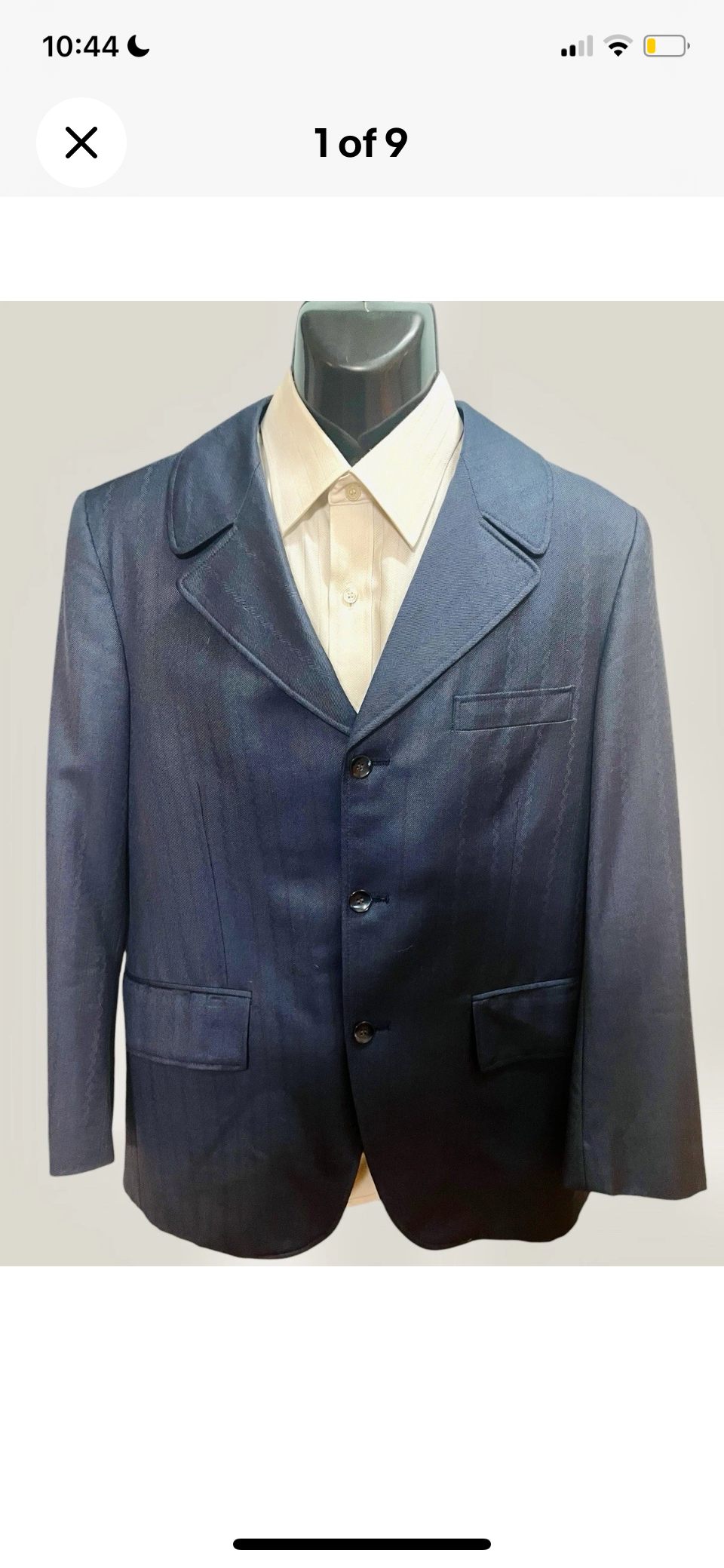 Vintage Blazer 1960s Men’s Jacket Blue Herringbone Pinstripe Tailored Retro Hipster Size M