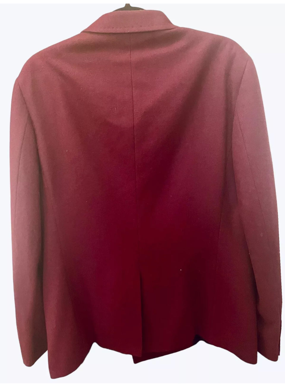 Men’s Vintage Double Breasted Blazer Mens Jacket Burgundy Pure Wool Felt Tailored Boss Energy Size L