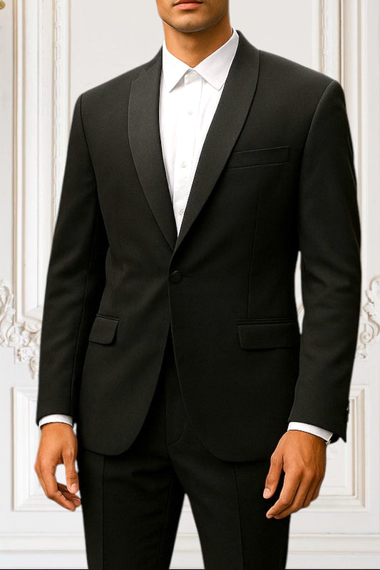 Vintage Men’s Tuxedo Jacket Vintage 1950s Elegant Black Tuxedo Classic Formalwear pure wool  Shawl Collar Satin Lapel Wool Tailored Size L