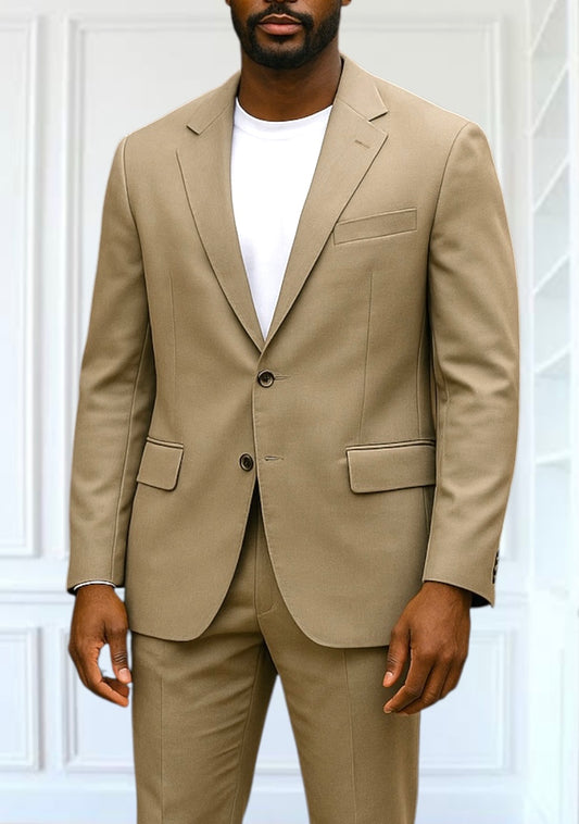 Vintage Men’s Suit Olive Tan 1980s Classic 2 Button Suit Italian Wool Suit Tailored Size Medium