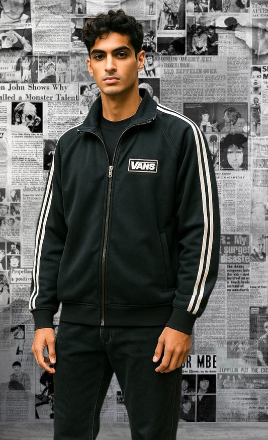 Vans Jacket Men’s Vintage Vans Jacket Navy Zip Up Stripes Logo Y2K  Cotton Fleece XXL