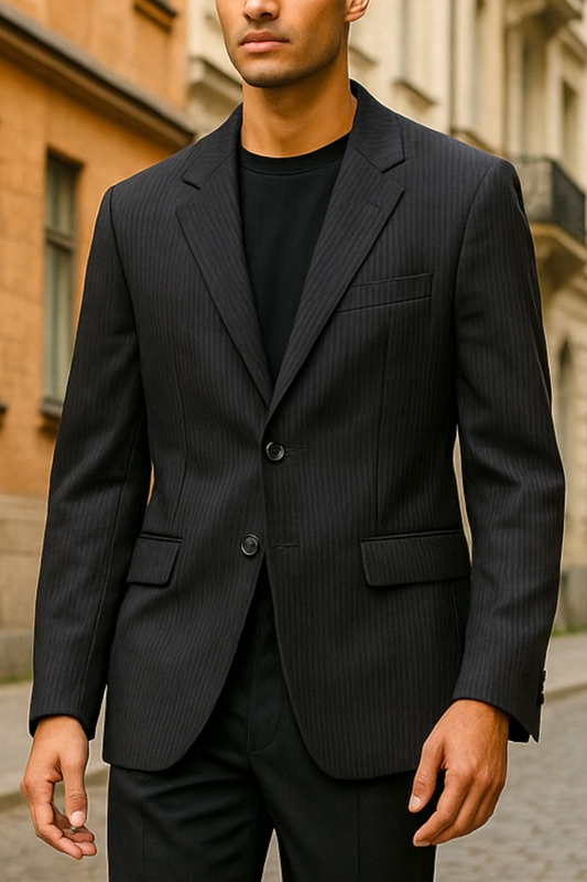Vintage 1970s Blazer Men's Vintage Jacket Peter Brown Oxford Street Tailored Pinstripe Navy Blazer Pure Wool Size Medium