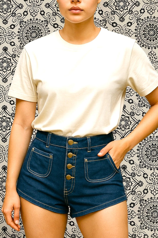 Vintage Denim Shorts 1990s Micro Shorts Vintage Dangerfield Button Fly Pockets Festival Rave Y2K Blue Size Small
