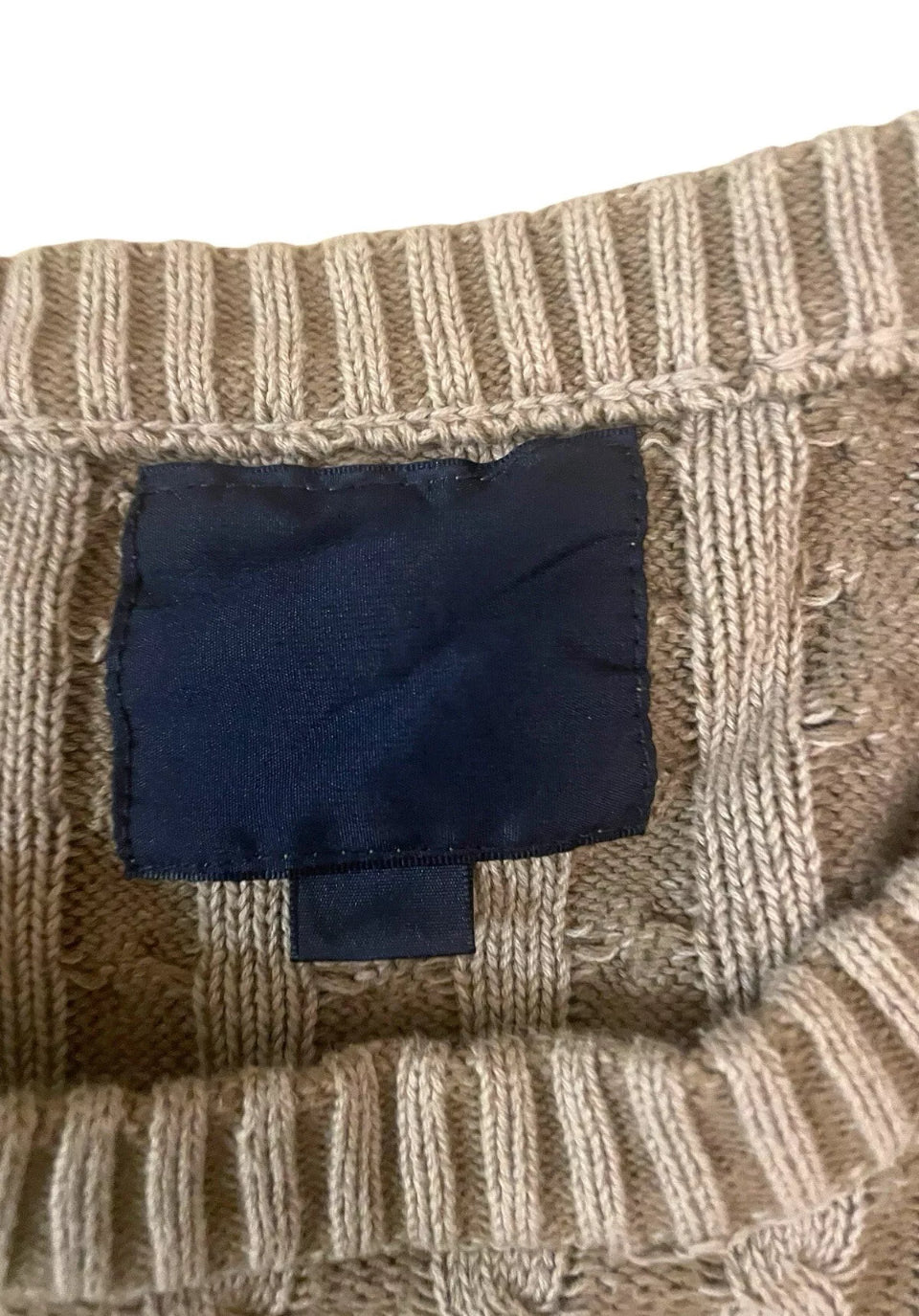 Men's Vintage Sweater Mens Coogi style jumper Cable Hand Knit preppy Grunge Fair isle Nordic Brown XL