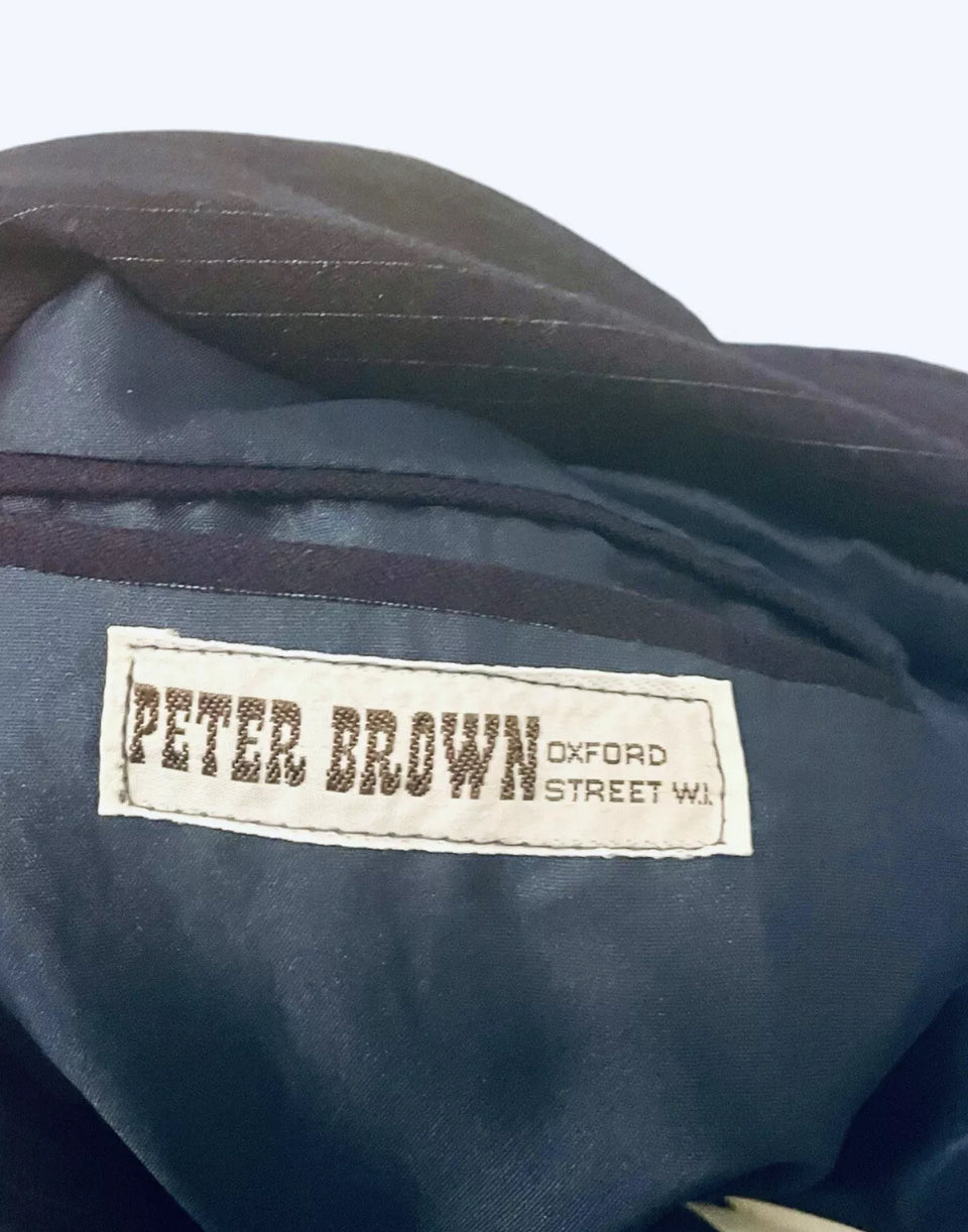 Vintage 1970s Blazer Men's Vintage Jacket Peter Brown Oxford Street Tailored Pinstripe Navy Blazer Pure Wool Size Medium