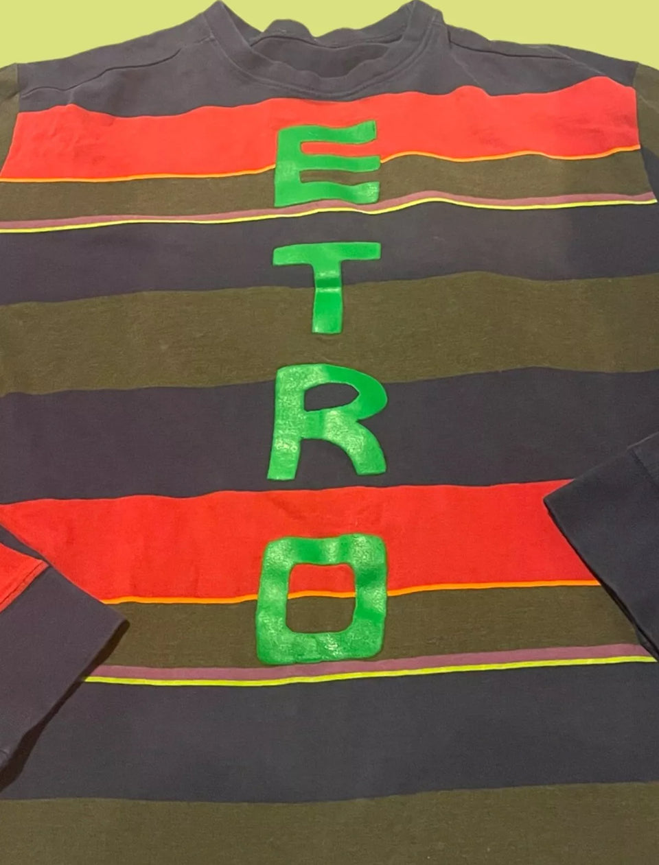 Vintage Etro Striped Long Sleeve T-Shirt Men's Sweater Vintage 90s Y2K Designer Bold Logo Size L
