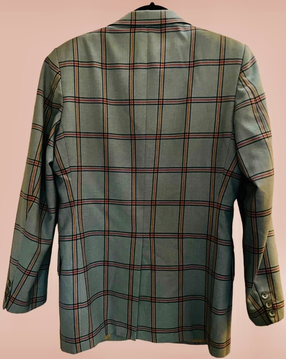 Vintage Blazer 1970s Men’s Jacket Plaid Fletcher Jones Grey Orange Plaid Sports Coat  Retro 70s Fashion Size M