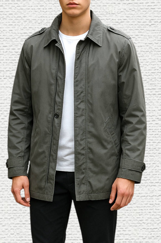 Vintage Men’s Jacket Raincoat British Millerain Coat Waxed Cotton Vintage 90s Marcs Blur Grey Size Large