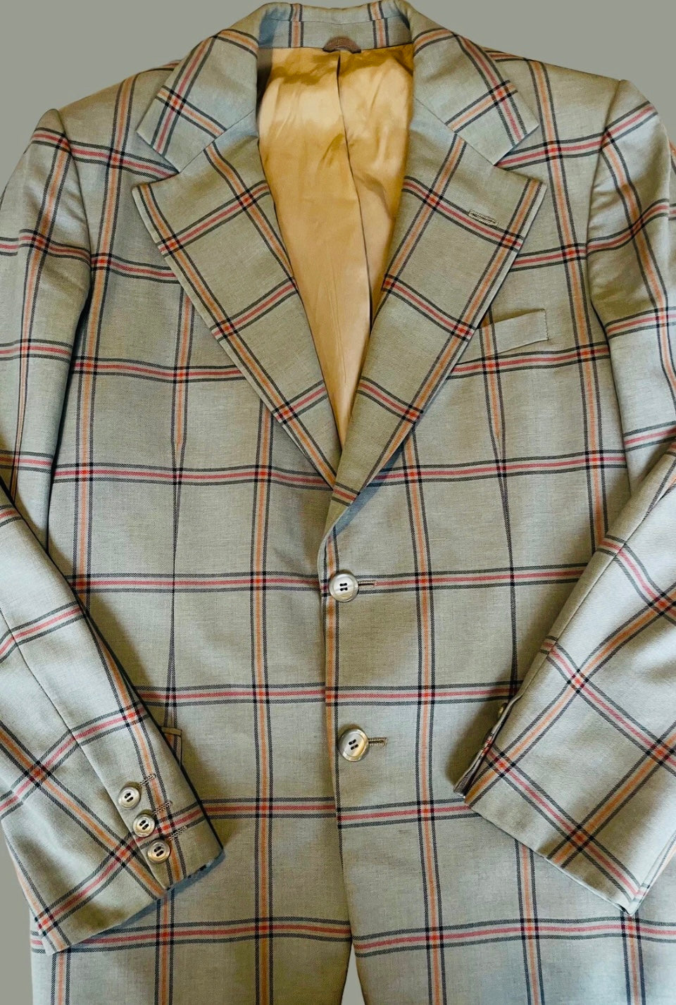 Vintage Blazer 1970s Men’s Jacket Plaid Fletcher Jones Grey Orange Plaid Sports Coat  Retro 70s Fashion Size M