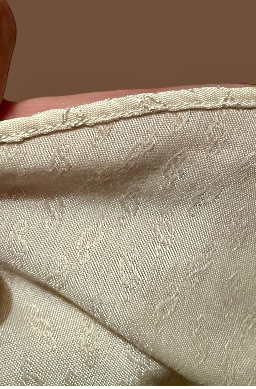 Men’s Silk Shirt Vintage 1930s Rare Single Needle pure silk tailored embossed Gatsby Off White Size L